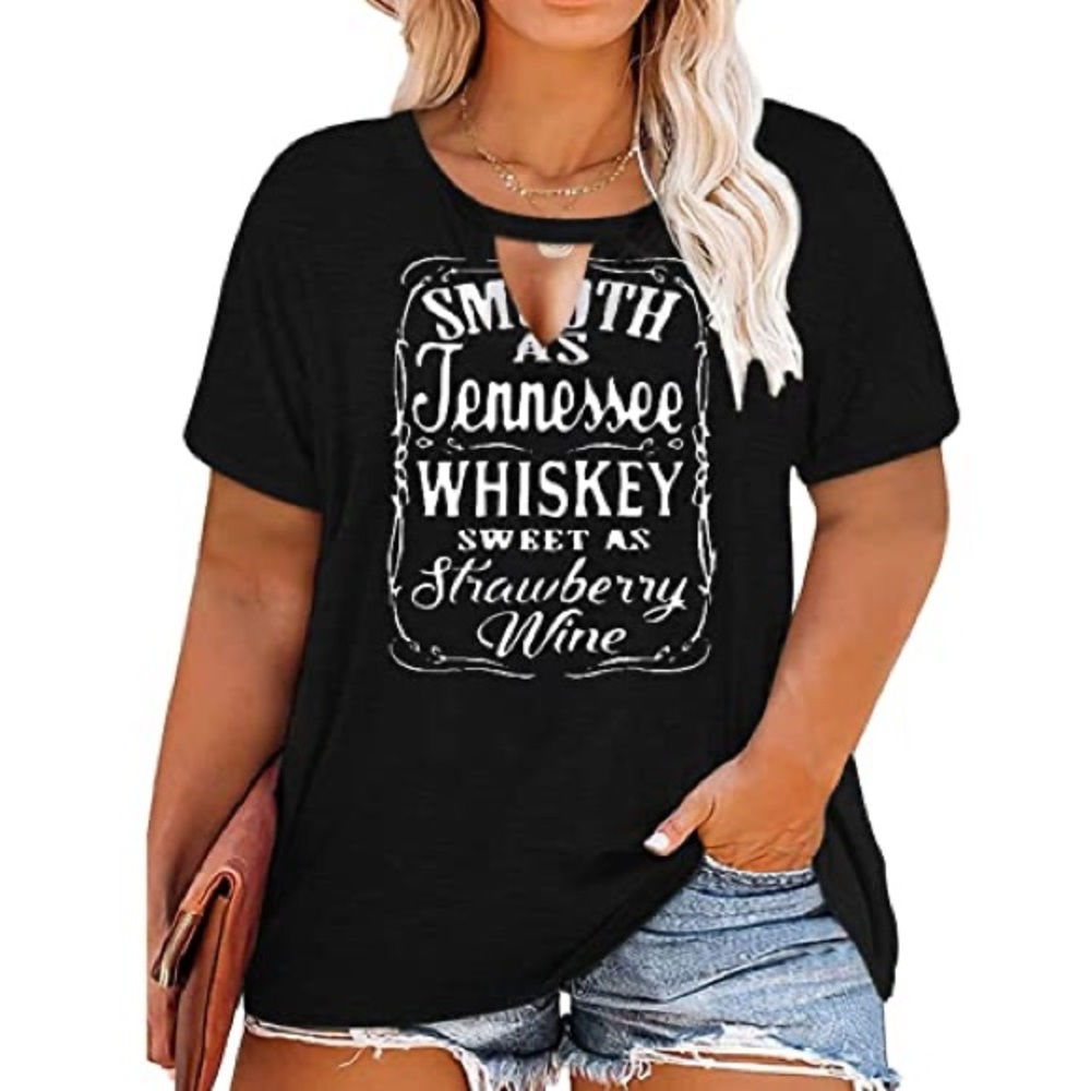 Zeagoo Smooth As Tennessee Whiskey Keyhole Sexy VNeck Country Music Graphic Tee